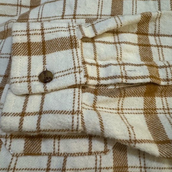 Billabong Cream and Brown Striped Button Flannel Size S - Picture 5 of 5